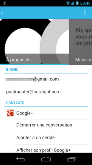 Android 4.0 Ice Cream Sandwich profil contacts