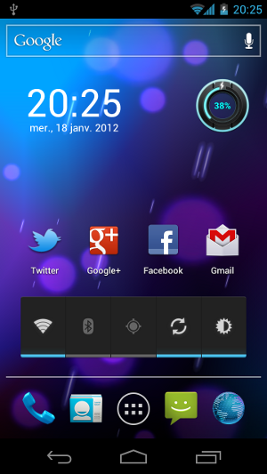 Android 4.0 Ice Cream Sandwich écran d'accueil thème Holo