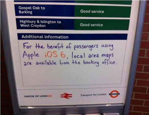 Apple Maps troll métro Londres
