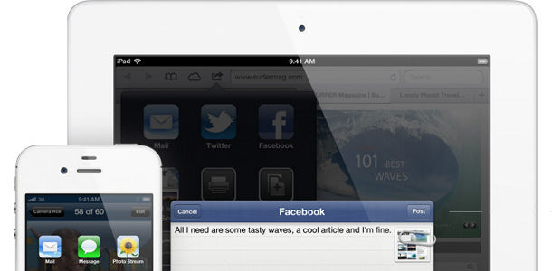 Apple iOS 6 facebook