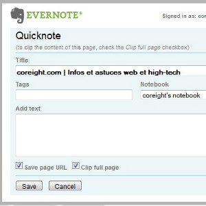 Bookmarklet Evernote