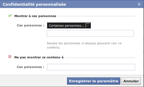 Facebook confidentialité personnalisée
