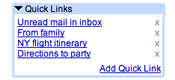 Gmail Labs liens rapides