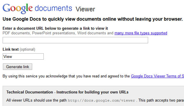 Google docs viewer