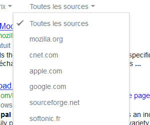 Google recherche application filtre par source