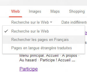 Recherche Google filtre langue