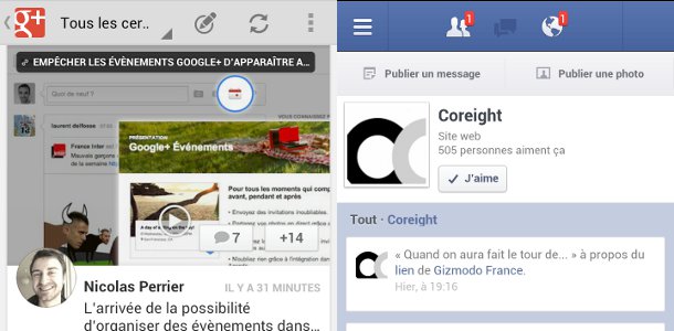 Google+ VS Facebook mobile