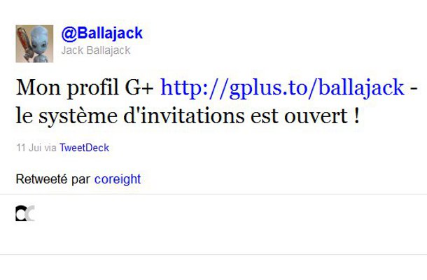 Google+ tweet de promotion Ballajack