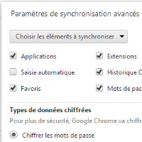 Chrome paramètres synchronisation