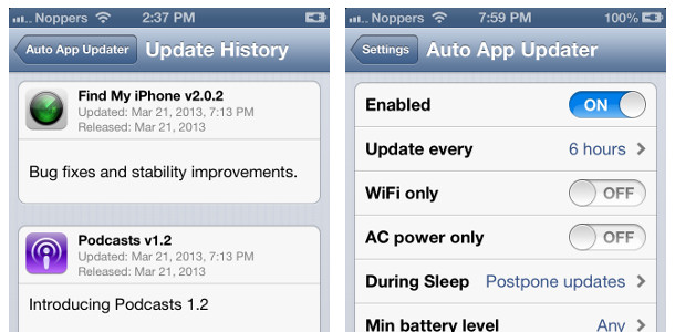 iOS 7 nouveautés mises à jour automatique