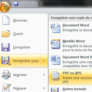 Office 2007 complément enregistrer en PDF