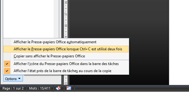 Microsoft Word presse-papiers