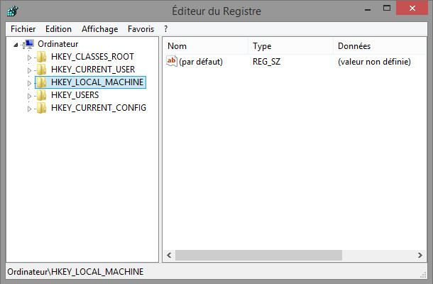 outils Windows éditeur registre