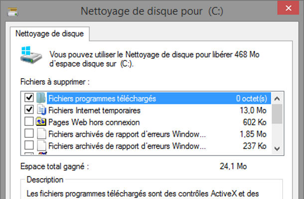 Outils Windows nettoyage de disques