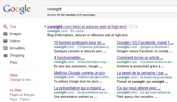 Recherche Google Coreight