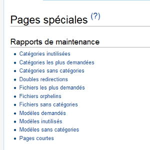 Wikipedia pages spéciales