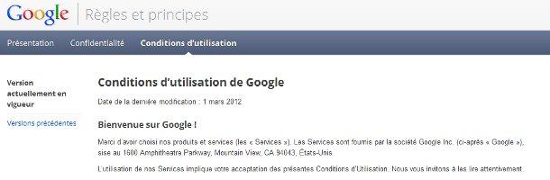 A propos des conditions générales d'utilisation...