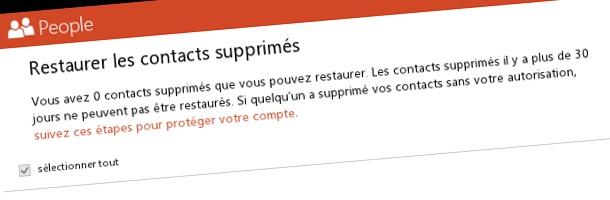Restaurer des contacts effacés dans Gmail, Yahoo, Hotmail et Outlook.com